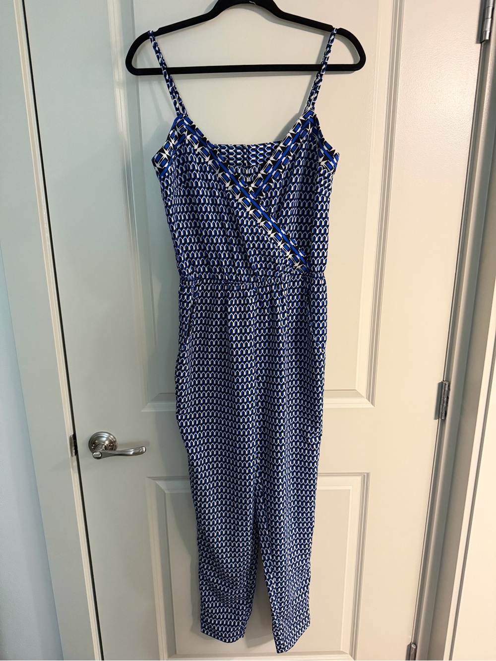 Laundry By Shelli Segal Blue Printed Sleeveless Jumpsuit